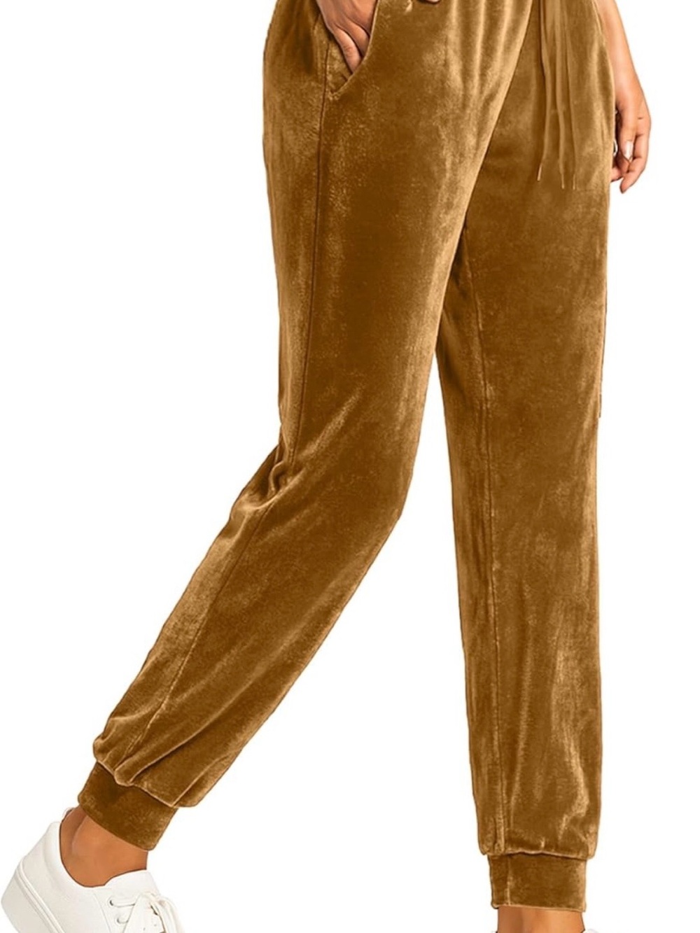 Plush Soft Velour Women's Jogger Pants in Mocha